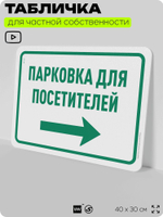 Табличка для частной территории "Парковка для посетителей", на дом, для участка, организаций и частных территорий, предупреждающая, 40х30 см, Silver Plane x Айдентика Технолоджи
