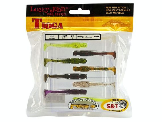 Виброхвосты съедобные LJ Pro Series TIOGA 2.4in (6,2 см), цв. MIX1, 9 шт.