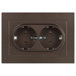 Розетка Intro Accent 6-205-08 2X2P+E Schuko, 16А-250В, IP20, СУ, AL/CU, бронза | Intro