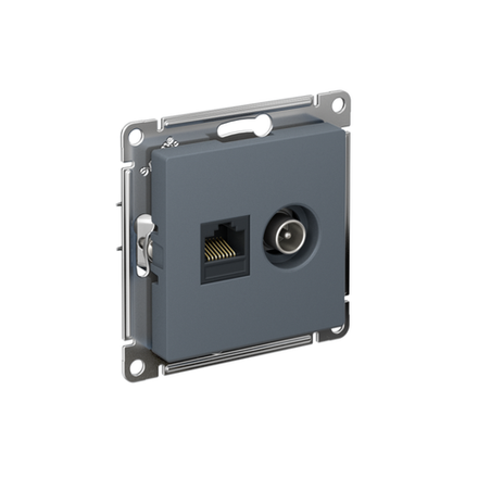 Розетка компьютерная + телевизионная 2-м AtlasDesign RJ45 кат.5E + TV механизм грифель SE ATN000789