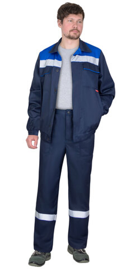 Костюм СИРИУС-МАСТЕР-РОСС куртка кор., брюки, темно-синий с васильковым и СОП