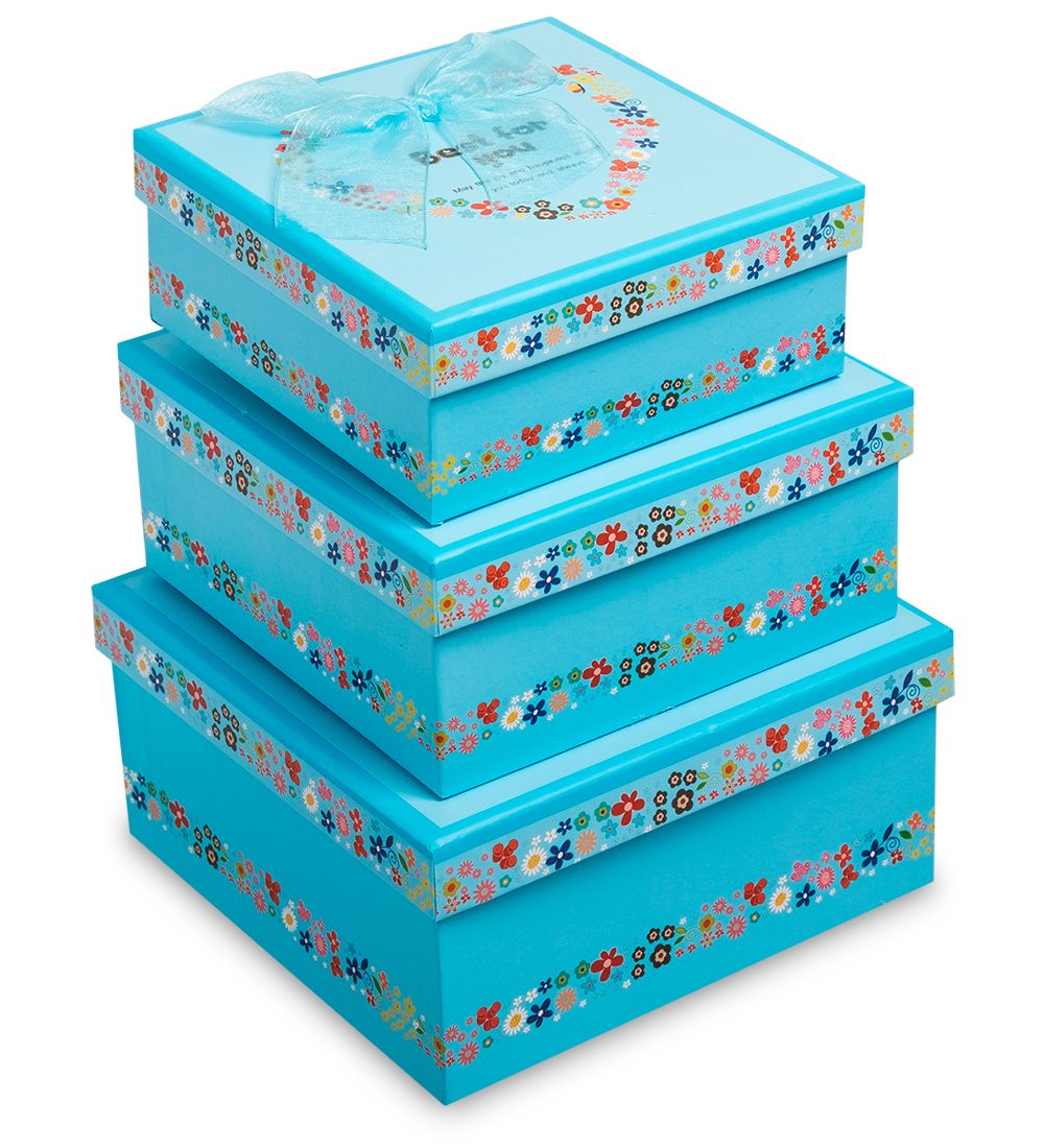 WG-29-B Набор коробок из 3шт «Квадрат» цв.голубой