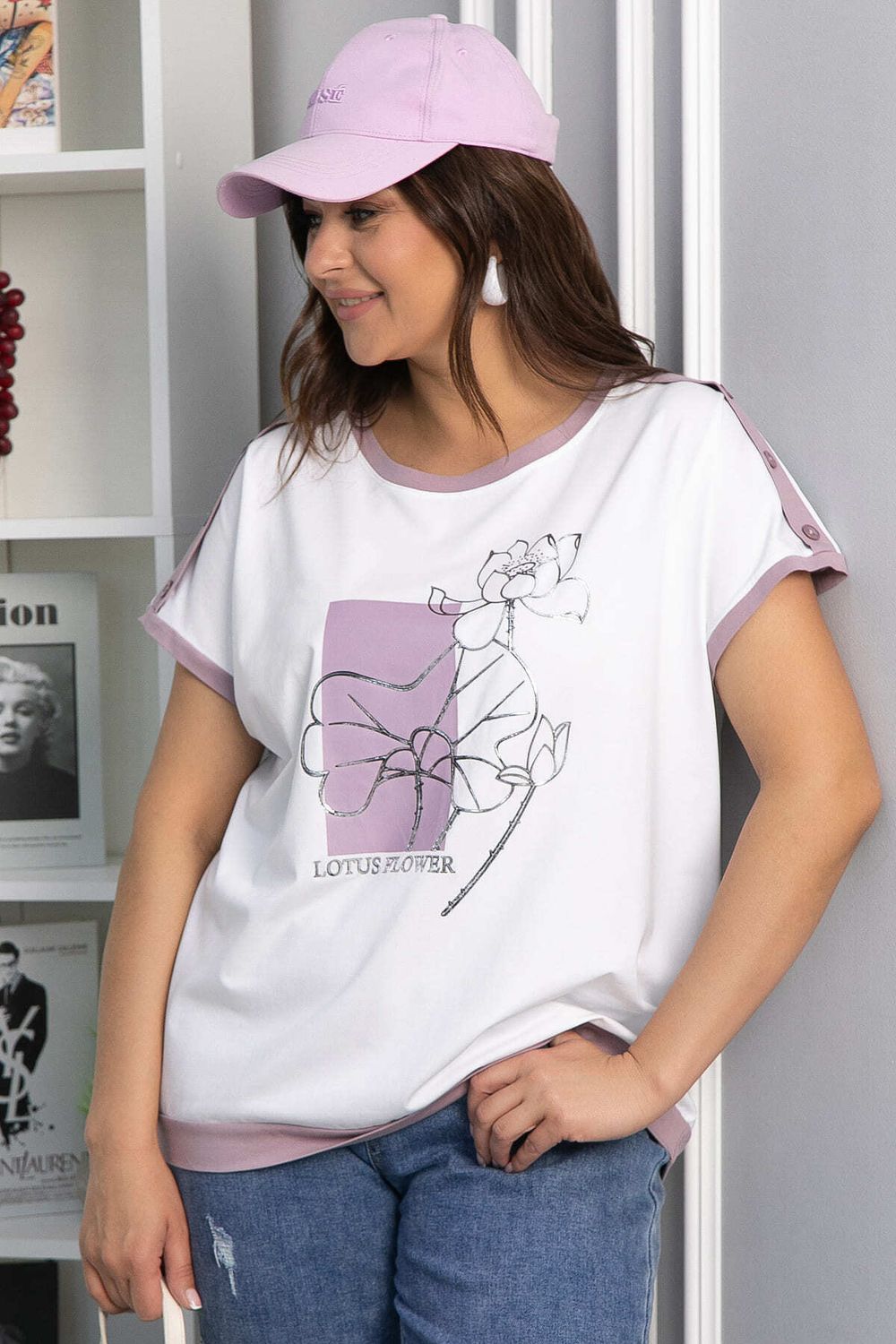 Блуза Чарли (бело-сиреневая) Б13802-20М LT Collection