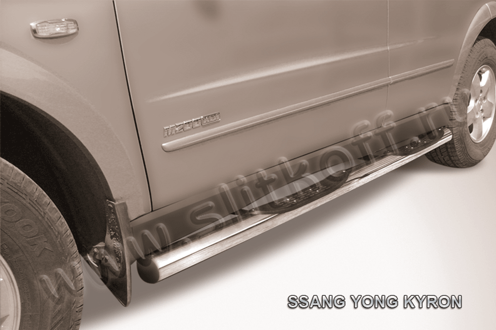 Пороги из нержавейки SsangYong Kyron (2007-2015) d76 с проступями