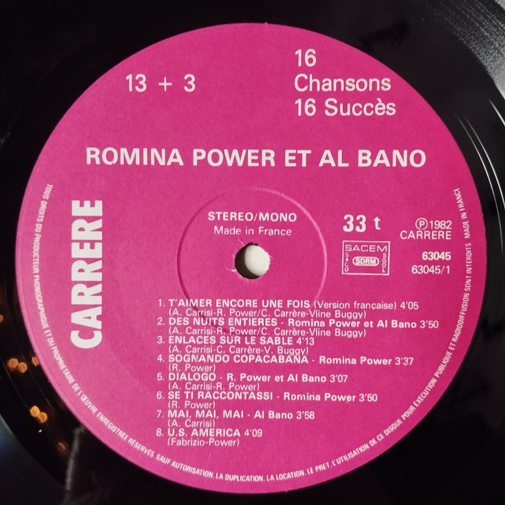 Винтажная виниловая пластинка LP Romina Power Et Al Ban Аль Бано И Ромина Пауэр 16 Chansons 16 Succes (France 1982)