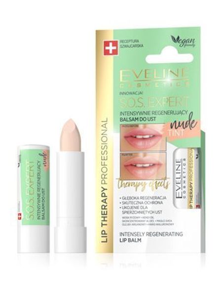 Бальзам для губ интенсивно регенерирующий Eveline Lip therapy professional Sos  Expert nude tint