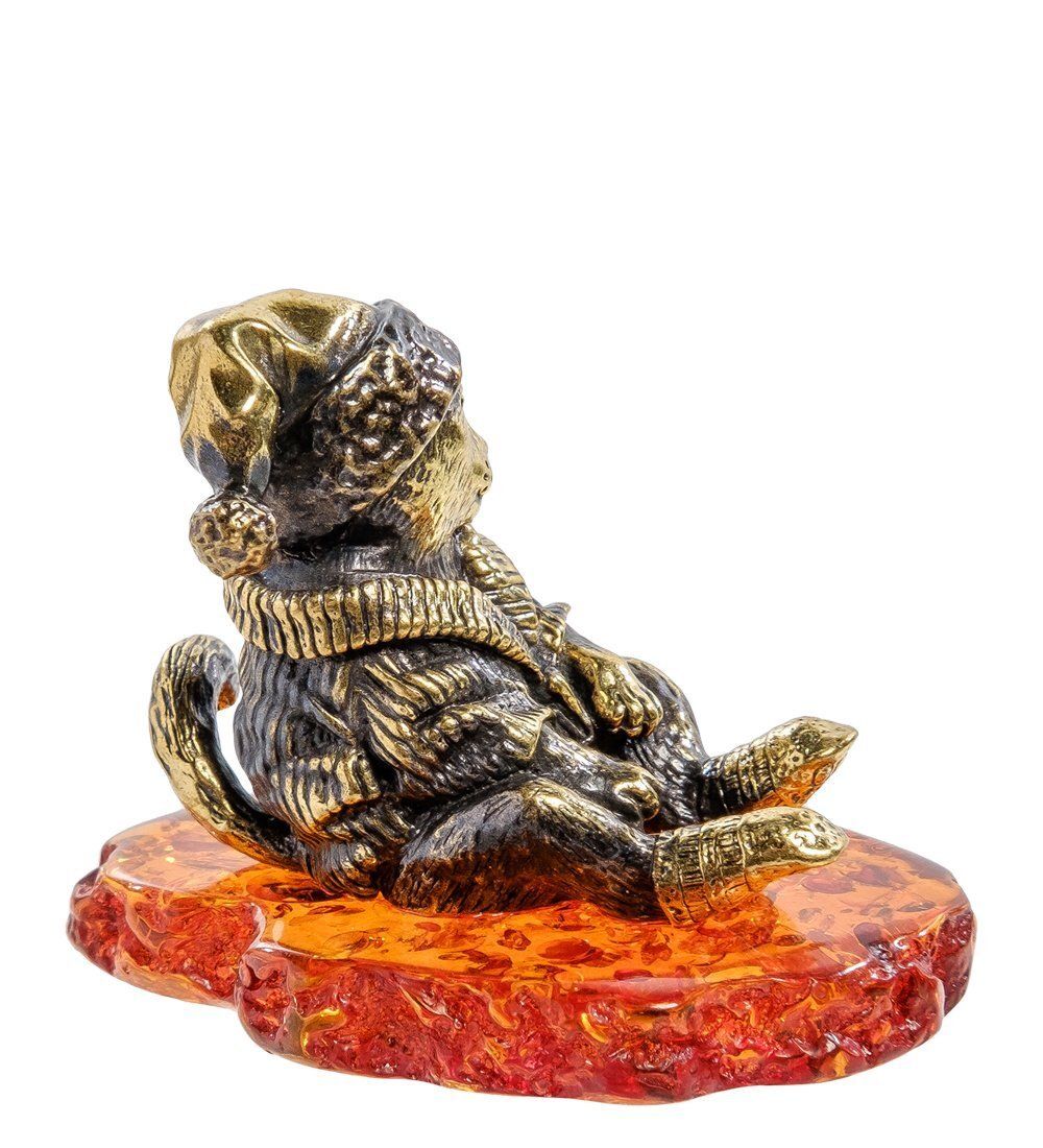 Народные промыслы AM-2134 Фигурка «Кот Снежок» (латунь, янтарь)