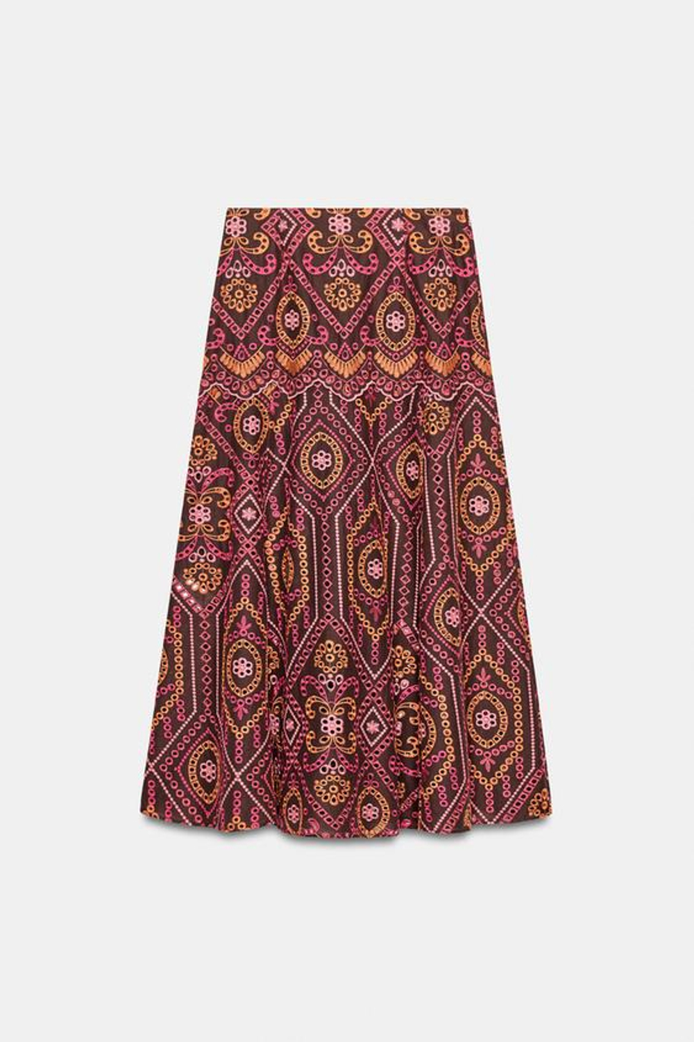 ZARA ЮБКА МИДИ С ПЕРФОРАЦИЕЙ, РАЗНОЦВЕТНЫЙ