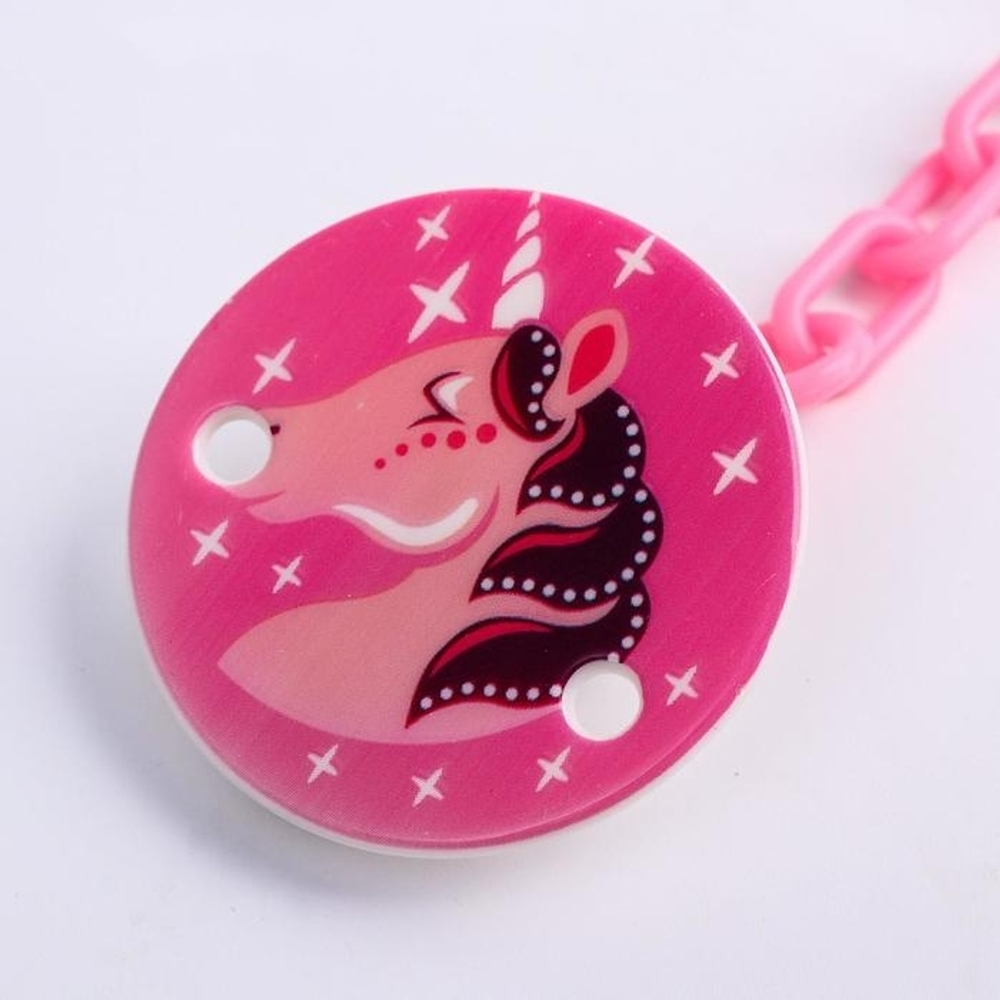 4770907 Держатель для пустышки «Лошадка», на цепочке, цвет розовый