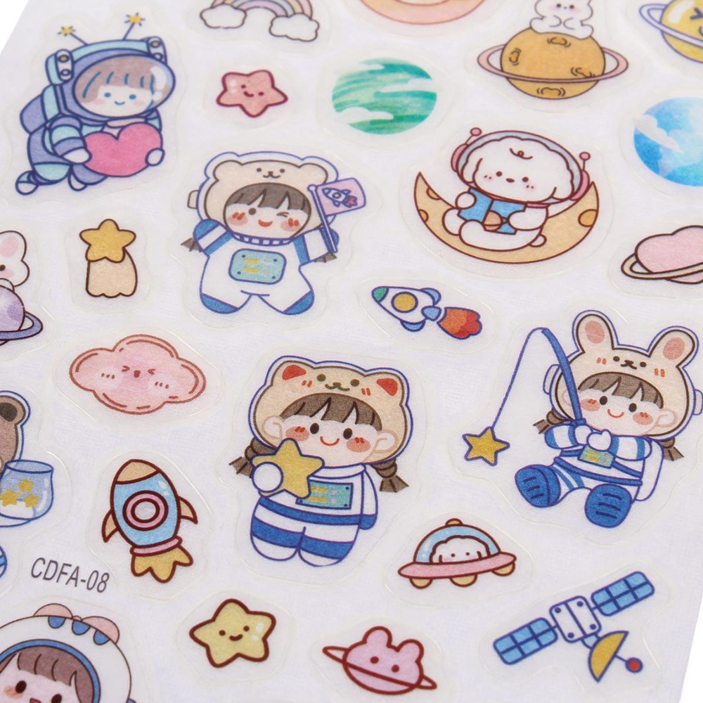 Наклейки "Мультяшки в космосе" 21,5*11см. светятся в темноте