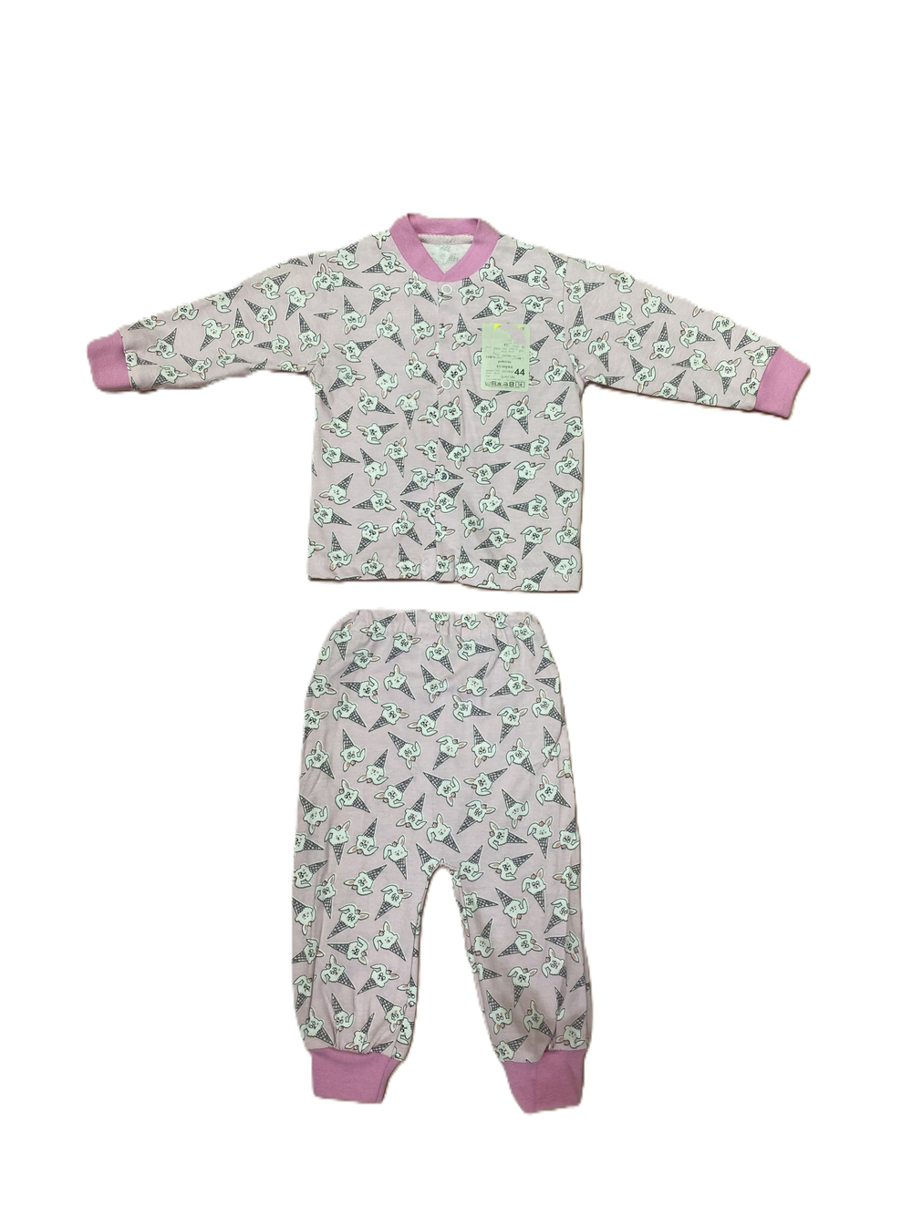 Костюм для девочки из 2 предметов (кофта длинный рукав на кнопках и штанишки) из кулирки (100% хлопок) на рост 68 см