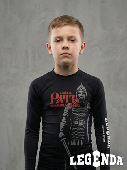 Рашгард детский черный с длинным рукавом Рать2 красная