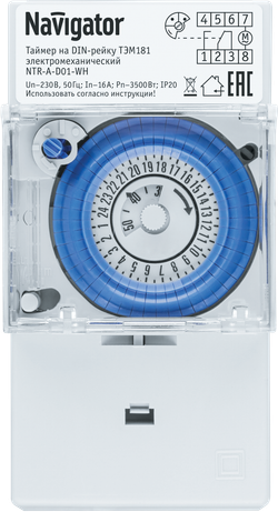 Таймер Navigator 61 560 NTR-A-D01-GR на DIN-рейку электромех.