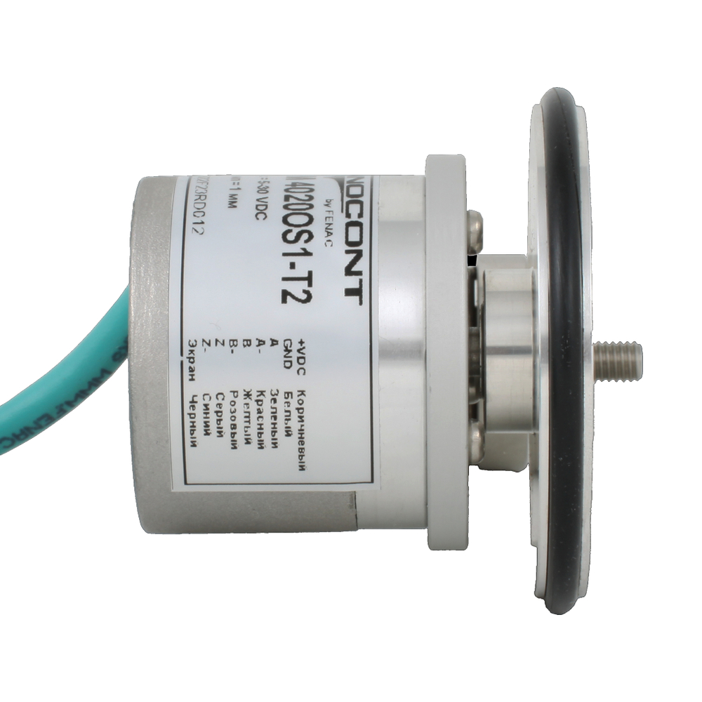 Инкрементальный энкодер INNOCONT D=40мм с мерным колесом L=200мм, контактная поверхность - резина, профиль гладкий, 1имп/1мм, 5…30VDC, выход HTL, IP64, -20…+85°C, тангенциальный кабель 2м