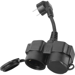 Удлинительный кабель Schuko IP44 с 2 розетками 22 см