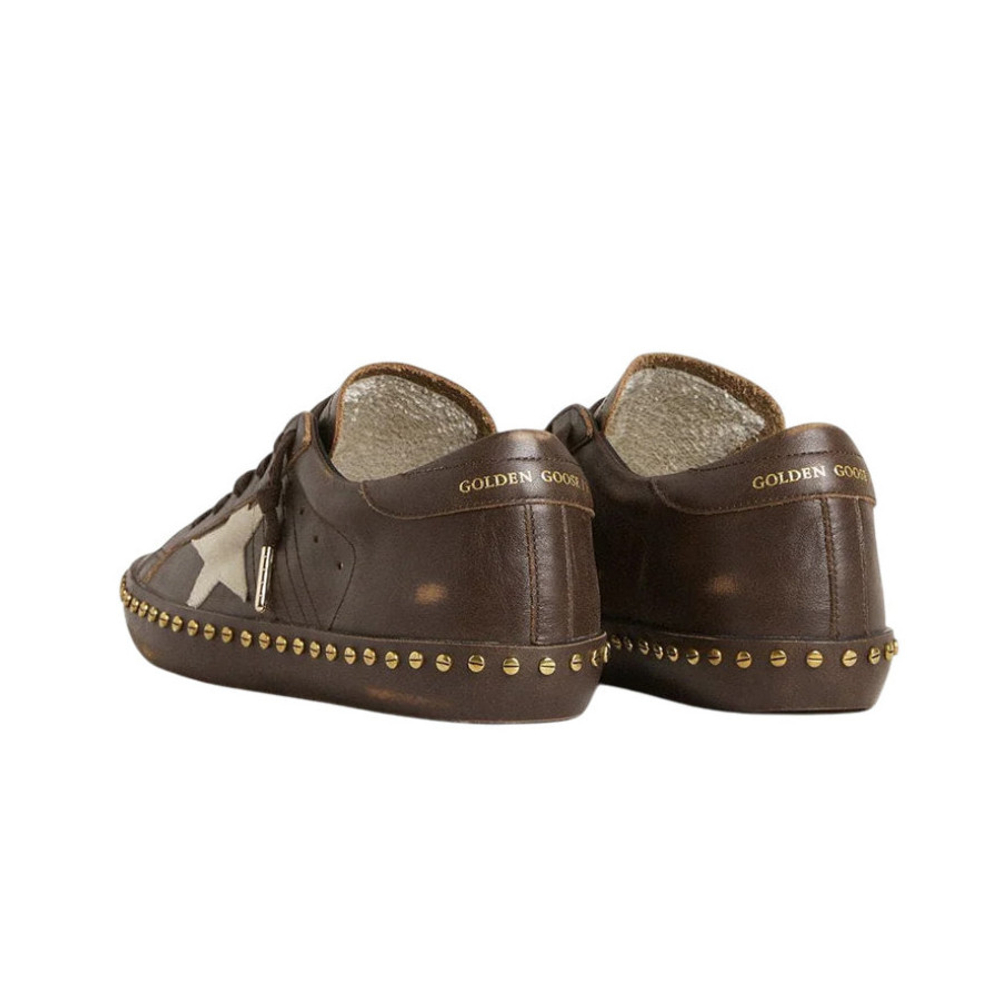 Женские Golden Goose Superstar in Brown Leather with Cream Suede Star and Studs