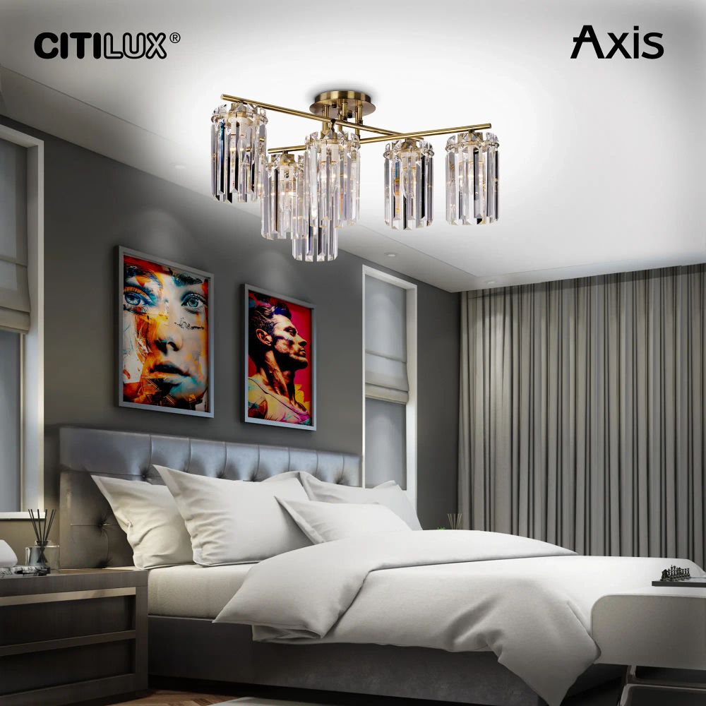 Citilux AXIS CL313263 Люстра хрустальная потолочная Бронза