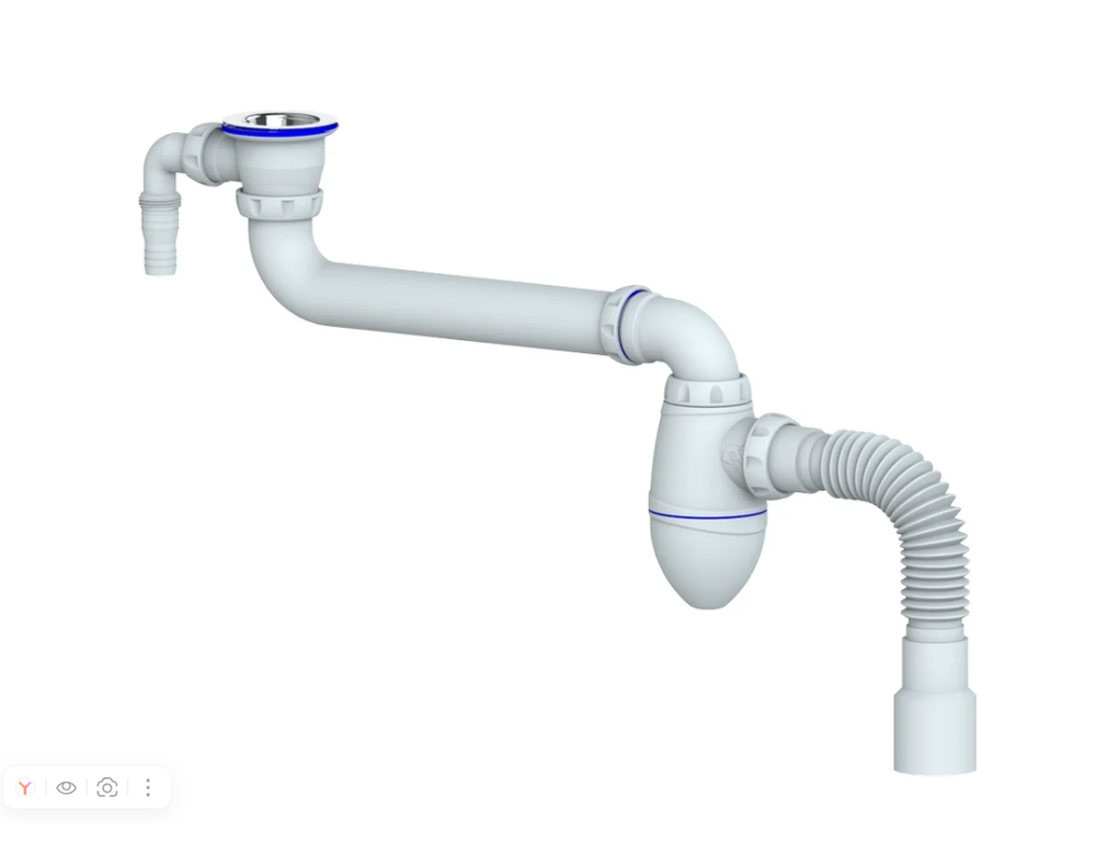 Сифон Unicorn 1 1/2 ac10v со смещением, с носиком, с гофрой 40x40/50 553587