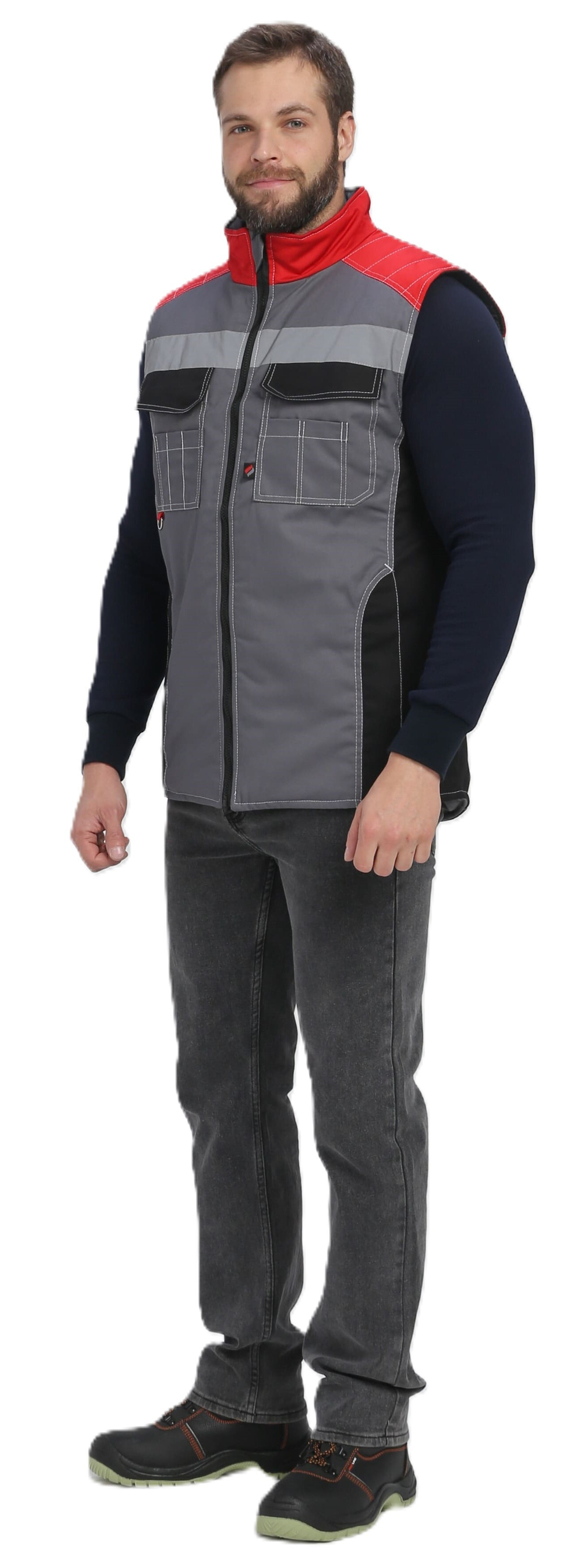 Жилет утепленный Формула, серый/черный/красный