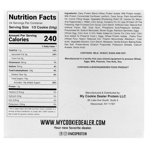 My Cookie Dealer Protein, протеиновое печенье, со вкусом праздничного торта, 12 шт. по 108 г (3,8 унции)