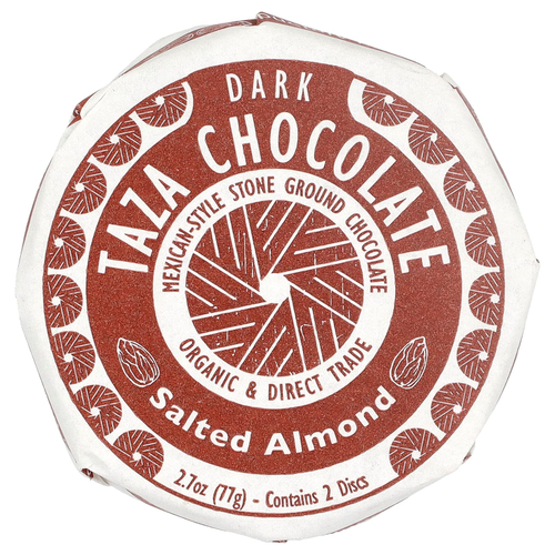 Taza Chocolate, темный шоколад, с соленым миндалем, 2 шт., 77 г (2,7 унции)