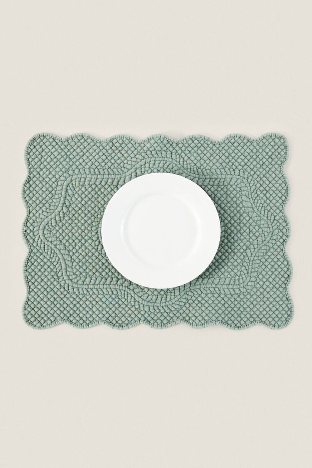 ZARA HOME САЛФЕТКА ИЗ СТЕГАНОГО ТРИКОТАЖА, ЗЕЛЕНЫЙ/СИНИЙ