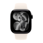 Умные часы Apple Watch Series 11 GPS, 42mm, Jet Black Aluminium Case with Starlight Sport Band, S/M