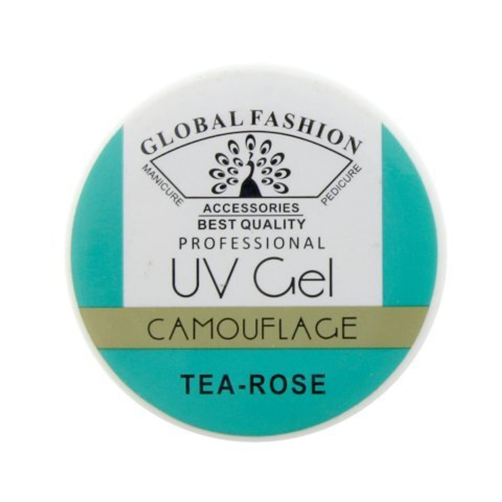 Гель для наращивания ногтей камуфляж, Global Fashion Tea Rose 15 г.