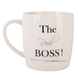 Кружка с блюдцем "THE REAL BOSS" v=380мл (фарфор) (подарочная упаковка)