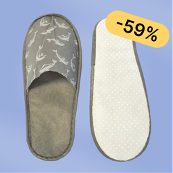 Тапки спанбонд, закрытый мыс (100 пар) одноразовые, дельфины, тематические УЗО, серые, серая окантовка