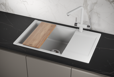 Granula ES-7807, АРКТИК (БЕЛЫЙ), кухонная мойка, кварц, ESTETICA