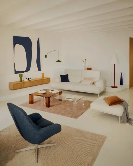 Тумба под ТВ Helvine с 4 ящиками из дубового шпона и закаленного стекла, 200 x 40