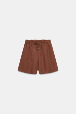 ZARA ШОРТЫ С ЭЛАСТИЧНЫМ ПОЯСОМ, ТЕМНЫЙ ЧЕРЕПИЧНЫЙ