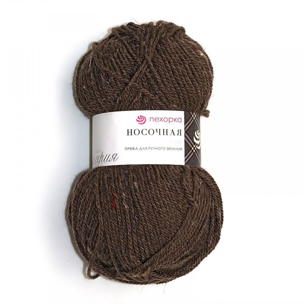 Носочная пряжа Россия Пехорка 50%полутонк.шерсть 50%акрил 5х100г/200м (251-Коричневый)