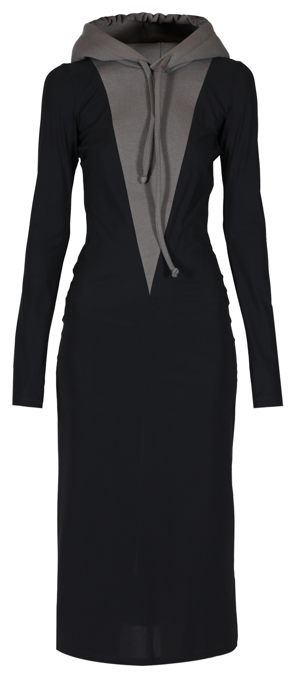 MM6 MAISON MARGIELA ПЛАТЬЕ ЧЕРНОЕ КОМБИНИРОВАННОЕ С КАПЮШОНОМ