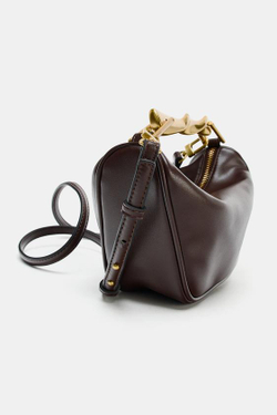 ZARA МИНИ-СУМКА С МЕТАЛЛИЧЕСКОЙ РУЧКОЙ, БОРДОВО-КРАСНЫЙ