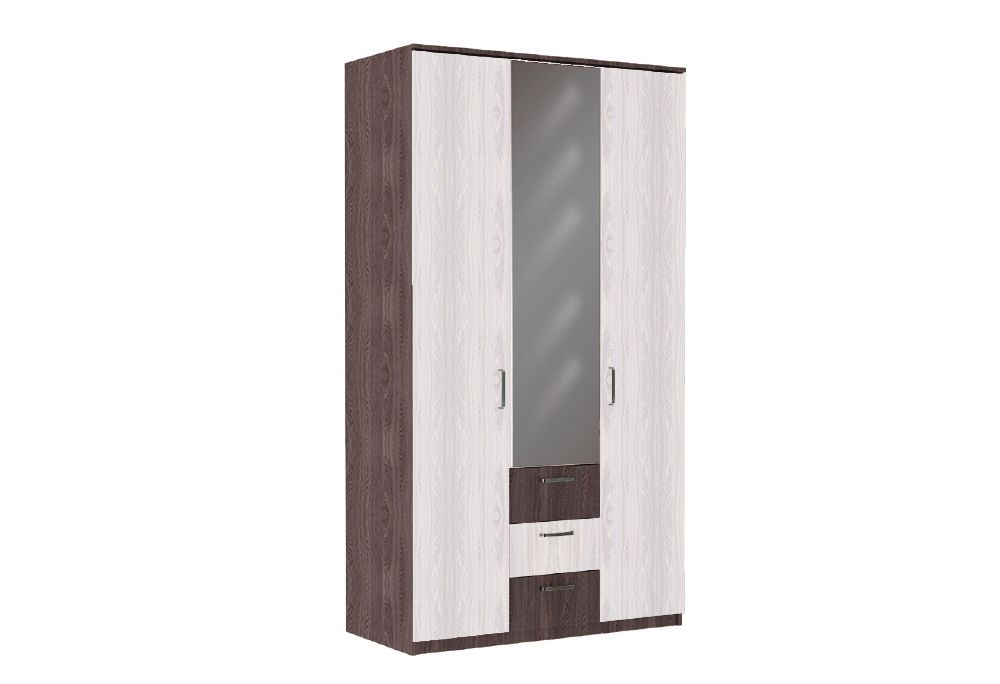 Шкаф трехстворчатый "Александра 4" ЛДСП (ясень анкор тем./ясень анкор св.), Фант-мебель, г. Волжск