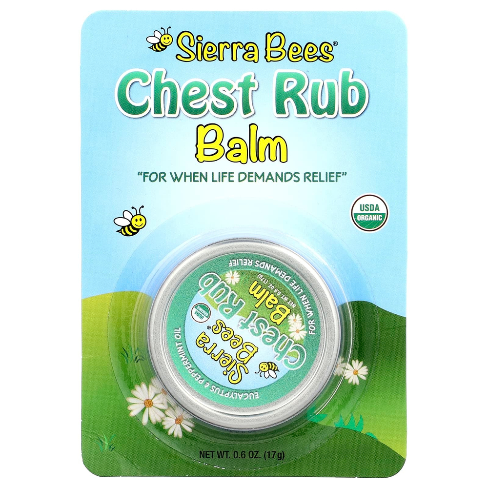 Sierra Bees, Бальзам для втирания в грудь, эвкалипт и перечная мята, 17 г (0,6 унции)