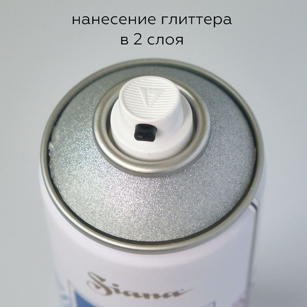SIANA Effects  Аэрозольная эмаль для декора глиттер Сверкающее серебро 520мл