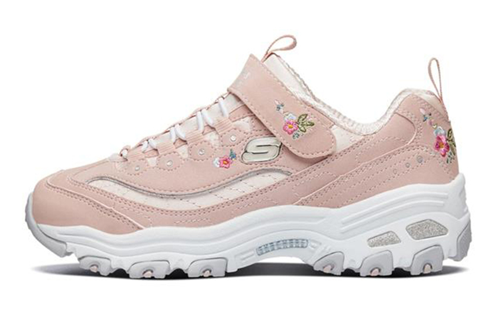 Big kids Skechers D'lites low-top sneakers pink silver