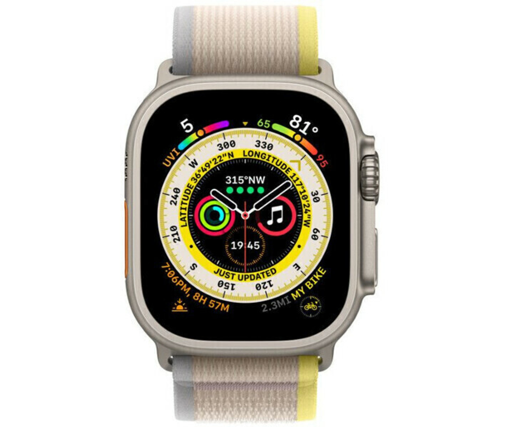 Умные часы Apple Watch Ultra GPS + Cellular, 49mm Titanium Case with Yellow/Beige Trail Loop