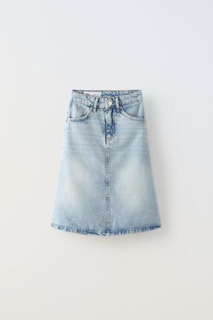 ZARA ДЛИННАЯ ДЖИНСОВАЯ ЮБКА, СИНИЙ