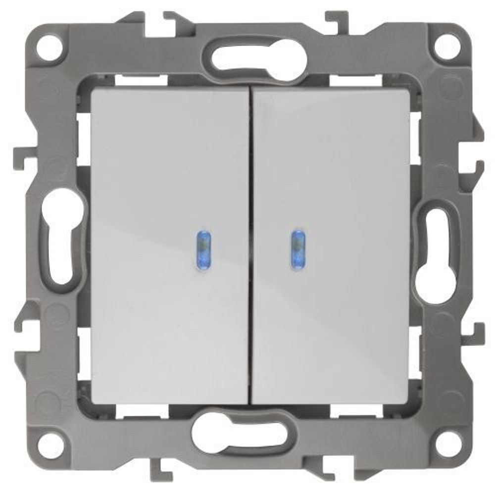 Выключатель 2-кл. СП Эра12 12-1105-01 10А IP20 250В 10AX с подсветкой механизм бел. Эра Б0014657