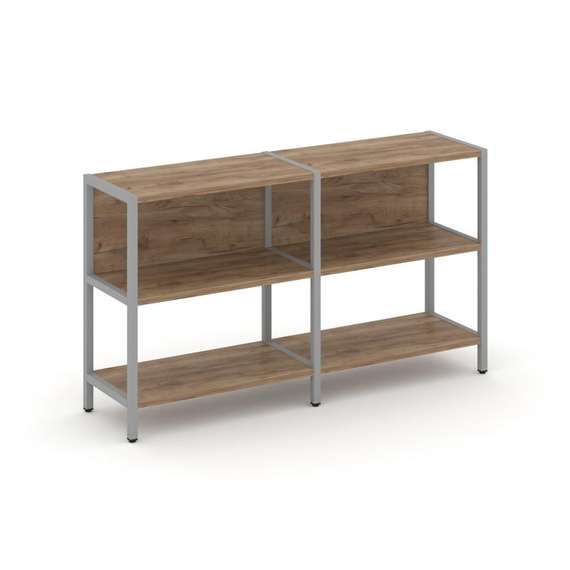 Shelf System Двухсекционный стеллаж двухярусный SN.STM-221 Дуб Табак/Металл Серый 1590*400*879