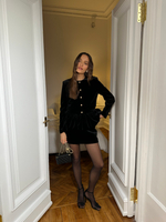 Жакет из бархата с объемной баской черный