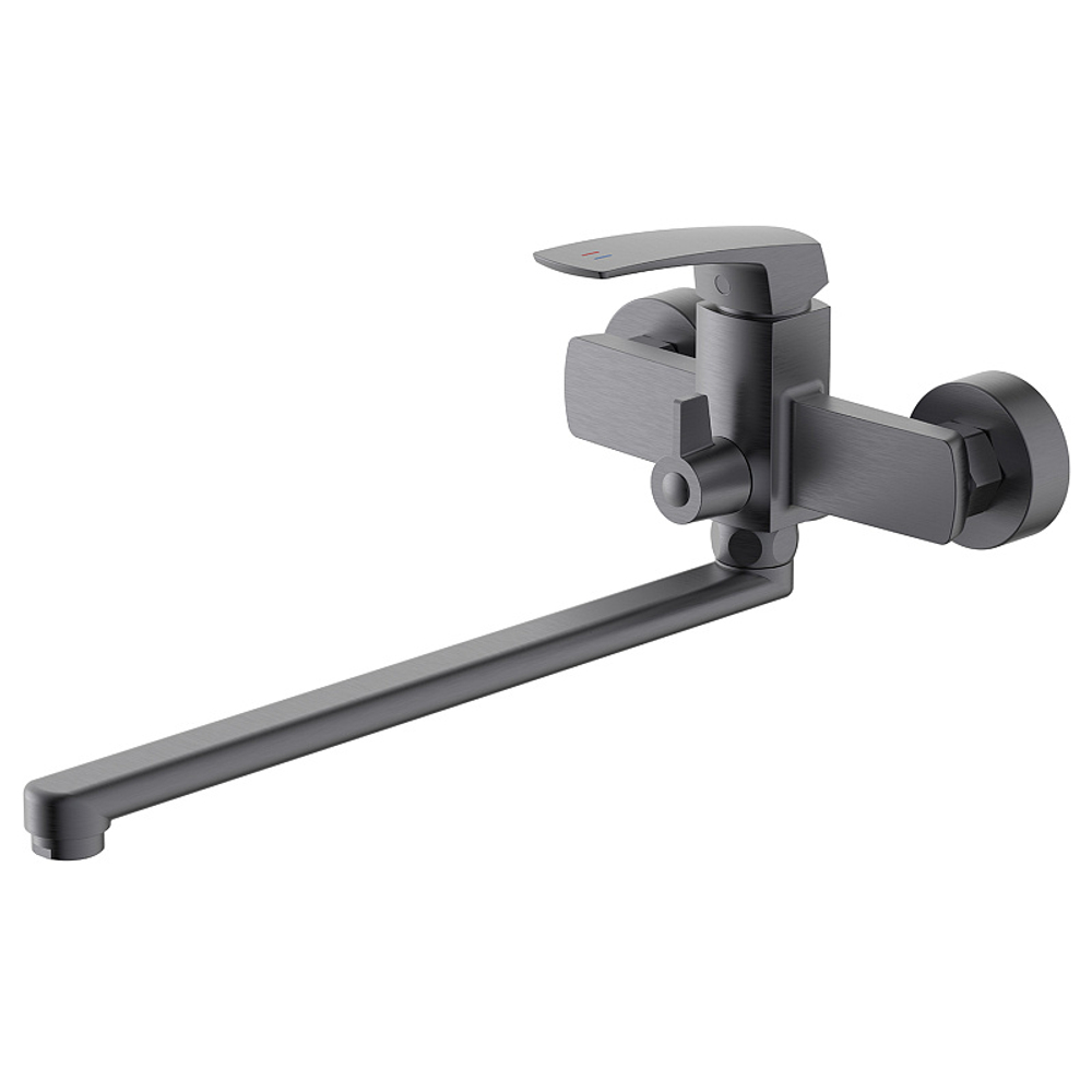 Смеситель для ванны Azario Conda керамический картридж, длинный излив, с ручным душем, шланг 150 см, графит (AZ-K1711GR)