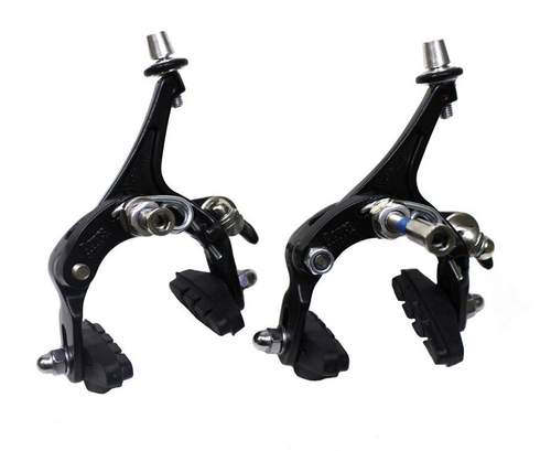 Тормоз клещевой POWER для шоссейных велосипедов, алюминиевый, передний+задний,  рег. высота колодок 38-55 мм, черный (50)