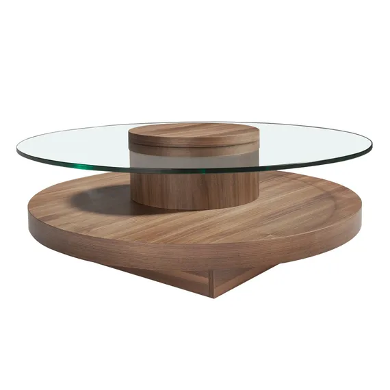 Журнальный столик Angel Cerda 2052, Ø100 см, стекло, орех