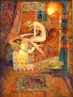 Петров Михаил Фёдорович (1938—2008). Иллюстрация к сказке «Финист — ясный сокол»,  Бумага, гуашь. 20