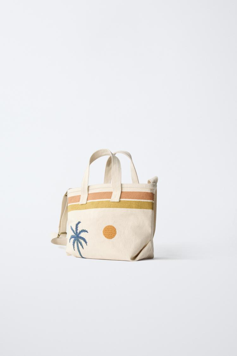 ZARA СУМКА-ШОПЕР С ПРИНТОМ, ЭКРЮ